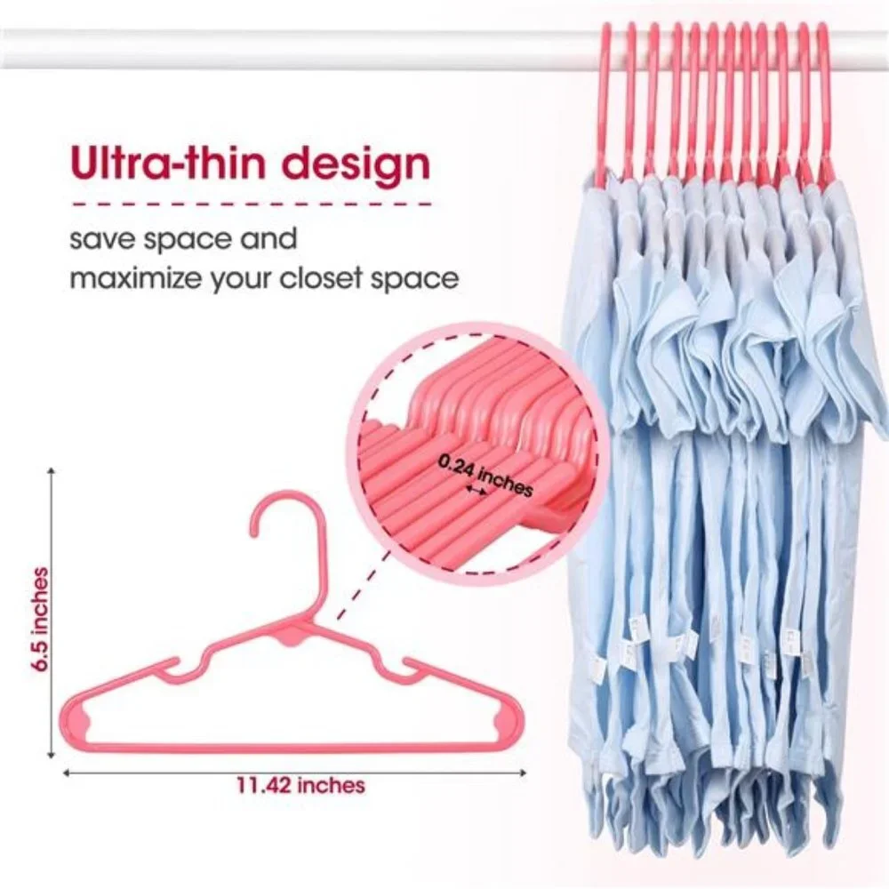 60 Pack, Ultra Thin No Slip Infant Nursery Clothes Hangers